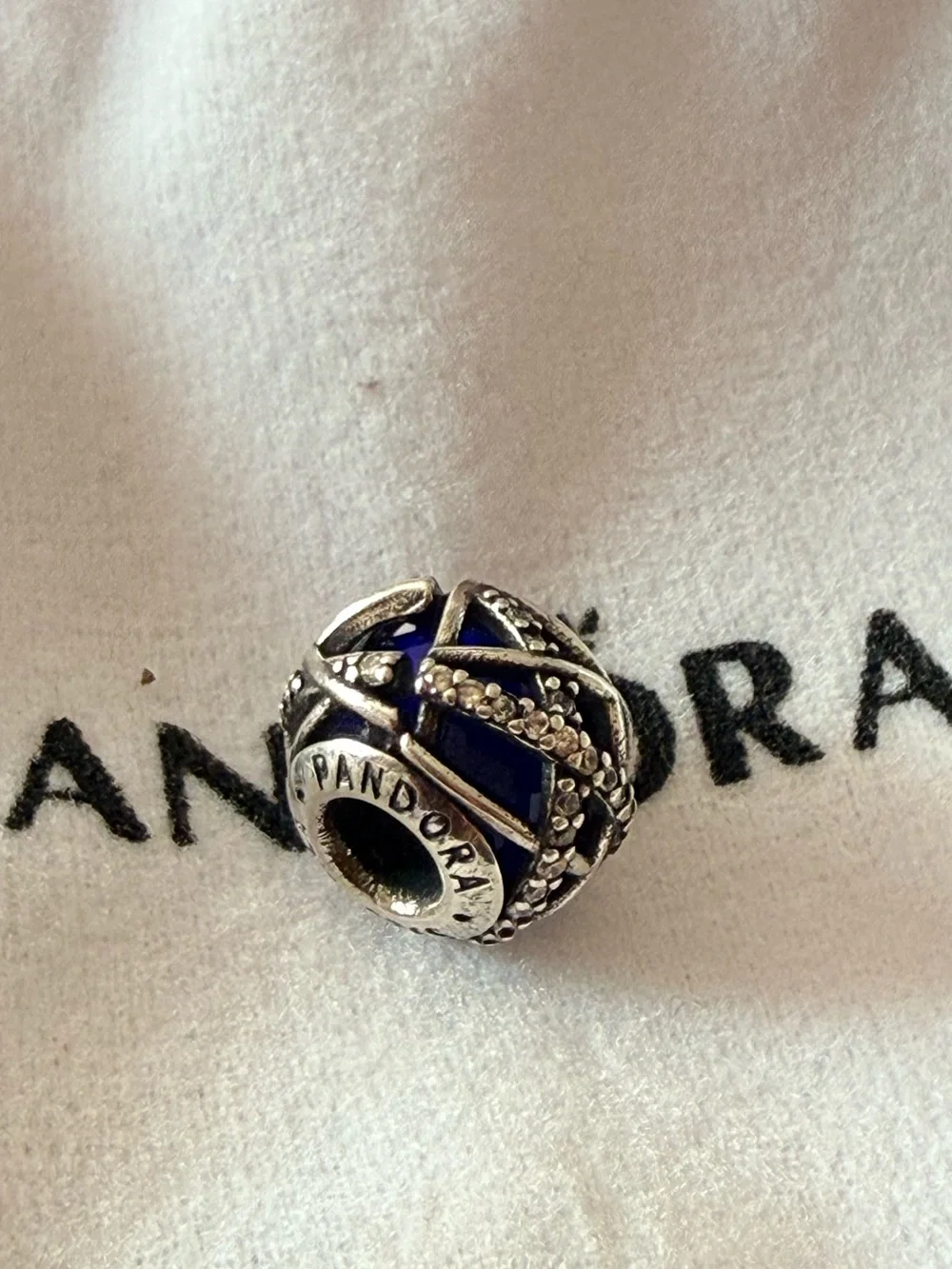 Pandora Blue Enamel & Cubic Zirconia Silver Spacer Charm